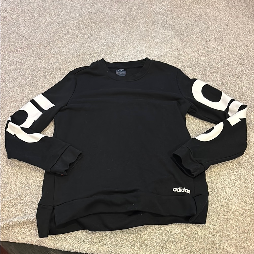 Adidas Black Crewneck with White Graphic Sleeves